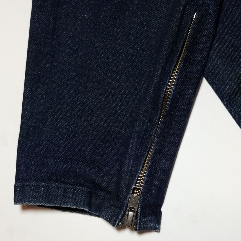 Current Elliott Silverlake Zip Datk Blue Distressed Skinny Moto Jeans Size 26 - Picture 8 of 8